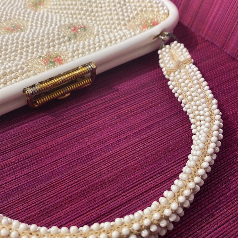 Beaded Floral Handbag Purse - Picture 2 of 15